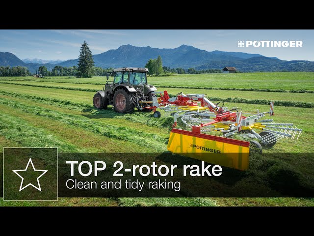 TOP 2-rotor rake with side swath placement without transport chassis – Highlights | PÖTTINGER