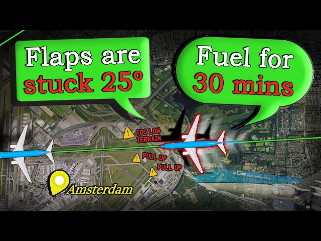 Windshear + Stuck Flaps + Low Fuel | MAYDAY at Amsterdam by KLM B739