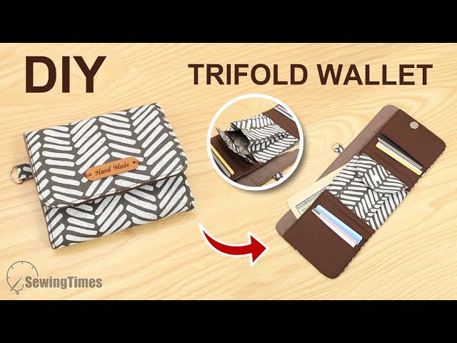 DIY TRIFOLD WALLET Step by Step | How to make a fabric Wallet Tutorial [sewingtimes]