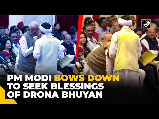 PM Modi touches feet of Padma Shri Awardee Drona Bhuyan