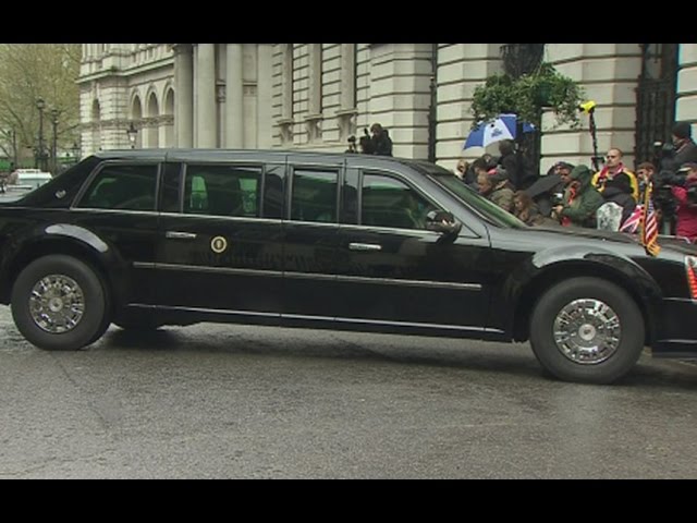Watch Barack Obama's 'Beast' do a five-point turn in Downing Street
