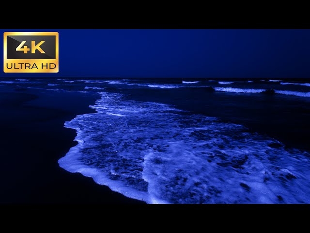 Ocean Waves For Deep Sleep 4K | Peaceful Night | Dark Screen & High-Quality Sound