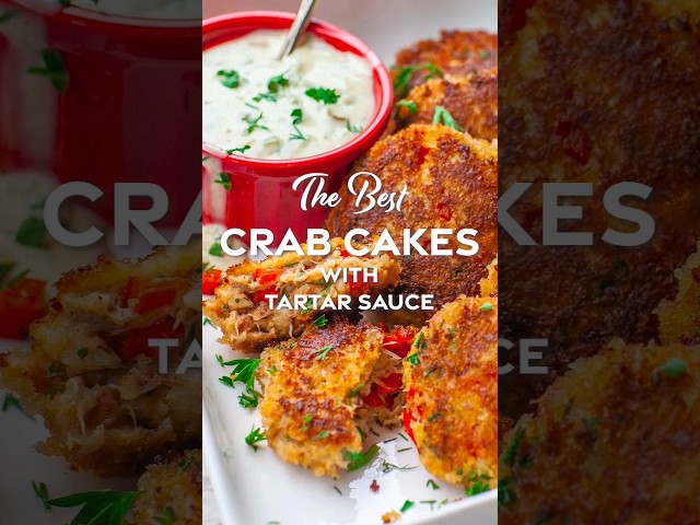 The Best Crab Cakes with homemade tartar sauce! #shorts