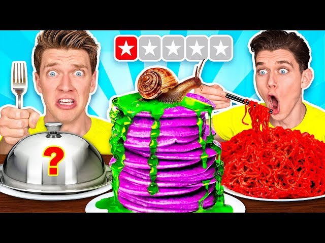 Worst Reviewed Food Mystery Wheel Challenge & How To Eat Weird Foods Like a Taro Pancake