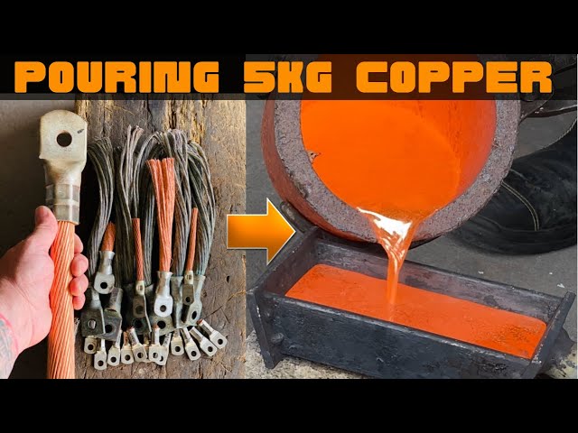 Locomotive Copper Cable Melt Down - 5KG Copper Pour - ASMR Metal Melting - Melting Copper BigStackD