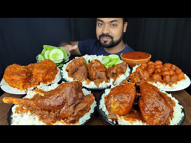 SPICY MUTTON CURRY, CHICKEN CURRY, FISH CURRY, EGG CURRY, GRAVY, SALAD ASMR MUKBANG EATING SHOW ||