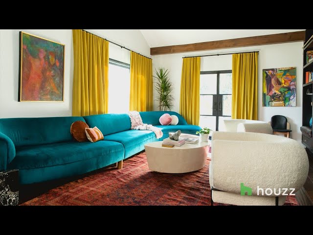 Tour Jessie McLaughlin's Bold and Colorful Living Room and Guest Bath in Los Angeles