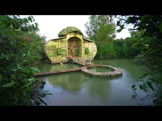 Build The Most Beautiful Banana House in Flood Season on Canal