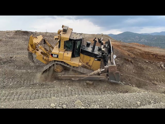 Cat D9T Bulldozer Working On Road Construction Project - Sotiriadis/Labrianidis Construction - 4k
