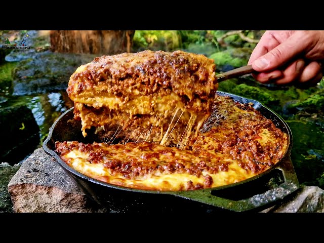 The Best Lasagna Ever cooked in Nature 🔥ASMR Cooking
