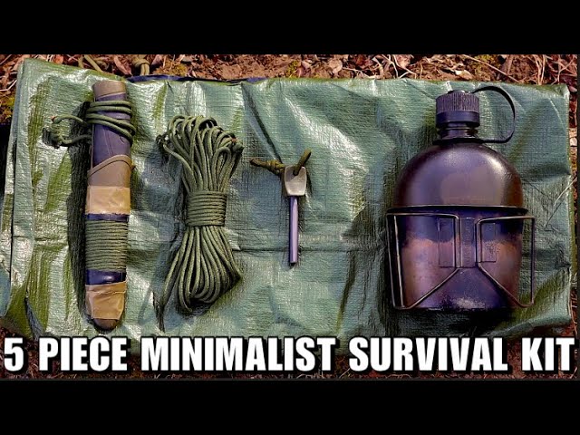 5 Piece Minimalist Military Survival Kit Bushcraft Skills!