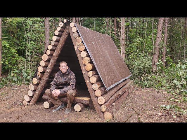 Storm Destroyed the Forest - Building a Bushcraft Shelter & Camping 3 Days