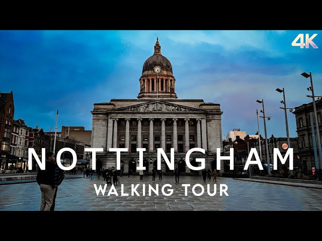 Nottingham UK City Walk In Rain 2024 [4k]