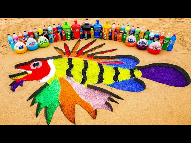 How to make Rainbow Lionfish with Orbeez, Balloons of Fanta, Coca Cola vs Mentos & Popular Sodas