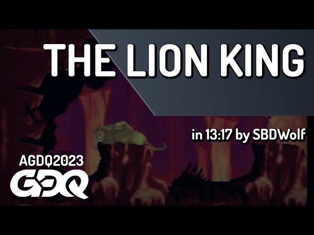 The Lion King by SBDWolf in 13:17 - Awesome Games Done Quick 2023