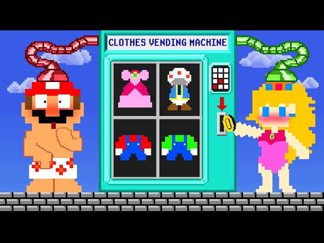 Mario and Peach Choose Clothes from the Vending Machine | Game Animation