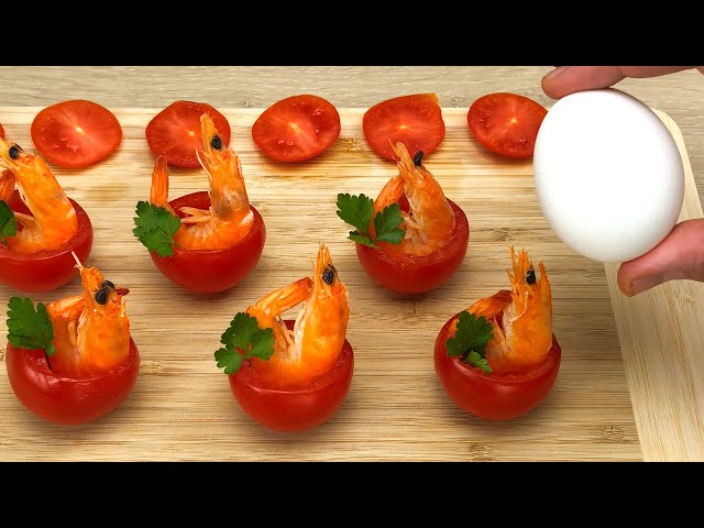 Take tomatoes, eggs, shrimp and make a delicious snack # 71