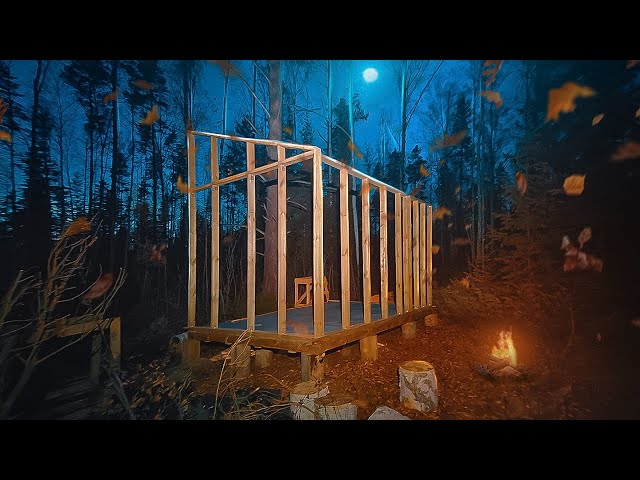 Building a house in the forest. Frame house. Cooking food on a fire. Part 8.