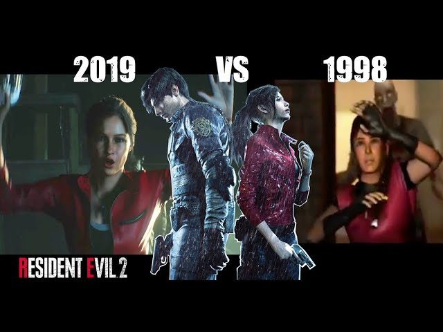Resident Evil 2 Remake VS Original RE2 1998 Comparison - First Time Leon & Claire Meet Cutscene