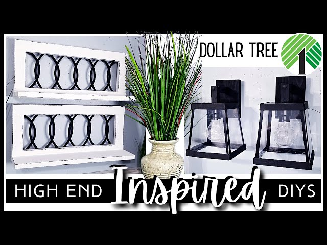 HIGH END INSPIRED DOLLAR TREE & Wood DIYs | Home Decor | Lighted Bulb Wall Sconce & Iron Shelf DIY!