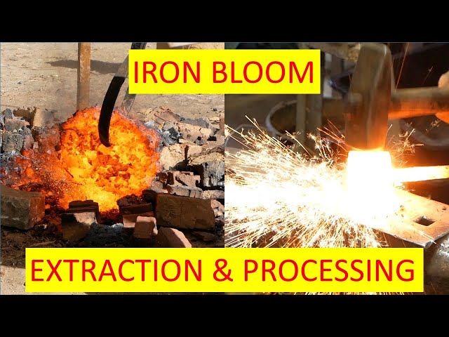 Iron smelting. Bloom extraction and processing in the forge.