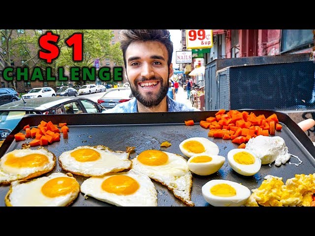 LIVING on $1 BREAKFAST MEALS in NYC for 24 HOURS!