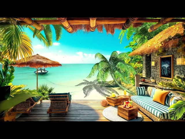 Tropical Beach Atmosphere 🌴 Gentle Sunlight, Smooth Jazz Music & Soothing Ocean Wave Sound for Relax