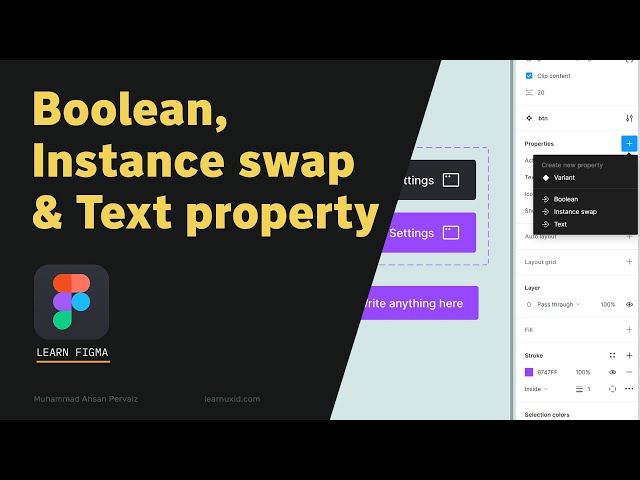 Figma Boolean Property, Text Property & Instance Swap Property - What's New in Components