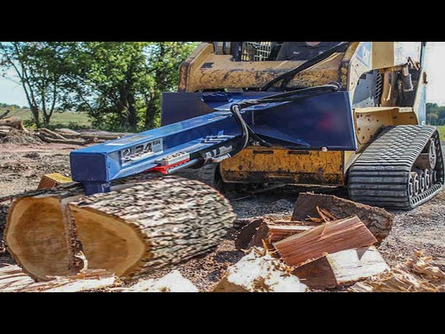 Dangerous Huge Log Splitter Forestry Equipment Working, Fastest & Modern Firewood Processor Machines