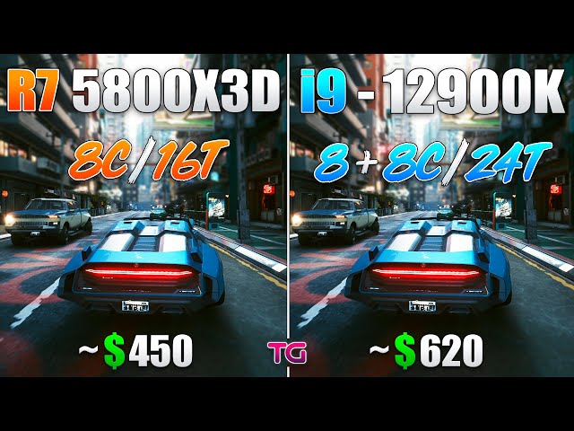 Ryzen 7 5800X3D vs Core i9 12900K - Test in 10 Games