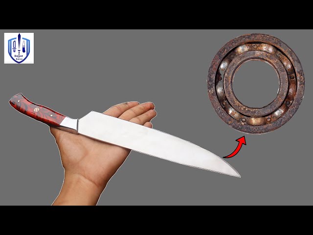 How To Make Chef Knife with old Rusted Bearing | #RajputKnives