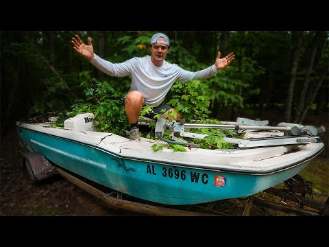 I Found a 35 Year Old ABANDONED Boat in the WOODS!! (Restoration Project)