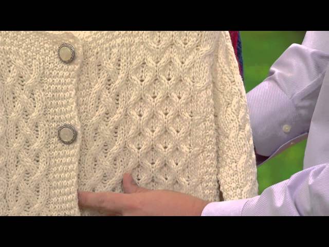 Aran Craft Merino Wool Button Front Cable Knit Cardigan with Stacey Stauffer