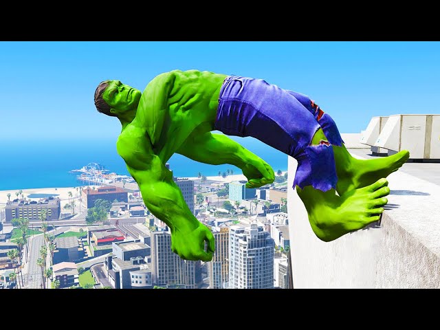 Hulk Falling off Highest Points in GTA 5 (Hulk Smash Ragdolls & Jump Fails)