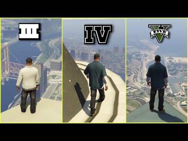 Jumping from highest point in GTA Games But its only GTA V