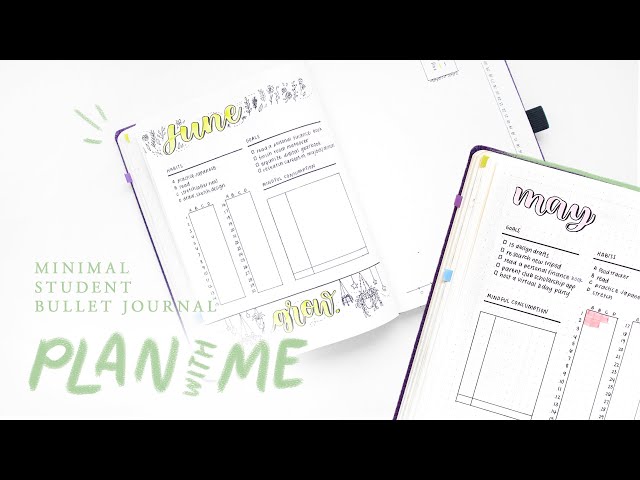 minimal bullet journal plan with me 🌿 may + june 2020