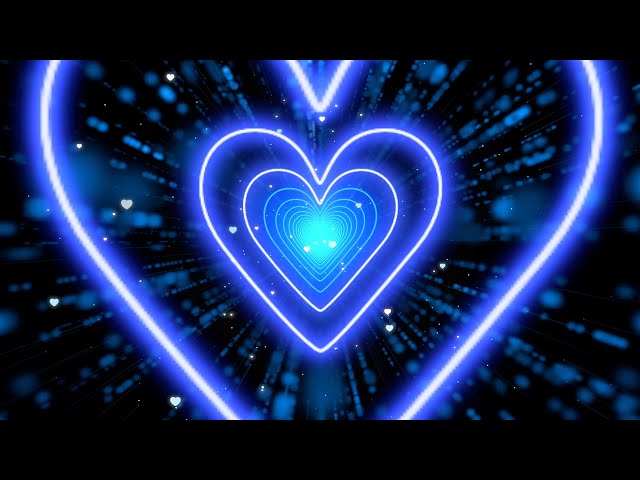 Neon Lights Love Heart Tunnel💙Blue Heart Moving Background Video Loop | Wallpaper Heart 4 Hours