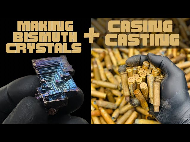 Bismuth Crystals And Bullet Casings Casting - ASMR Metal Melting - Trash To Treasure - BigStackD