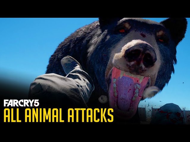 Far Cry 5 - All ANIMAL ATTACK Animations [1080p 60FPS] Bear, Cougar, Wolverine, Eagle Attacks