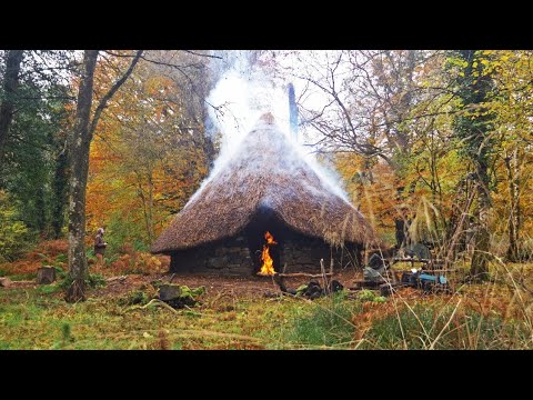 BIG SMOKE in the woods! Building an Iron age / Medieval Roundhouse (Ep.19)