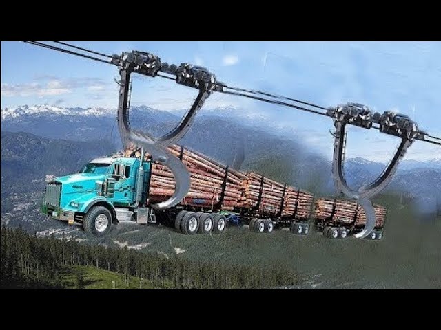 Dangerous Logging Wood Truck Operator Skill | Heavy Equipment Big Logging Wood Truck Driving Fails.