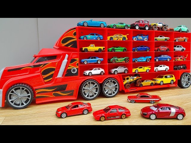 Car transporter with small cars metal from welly video
