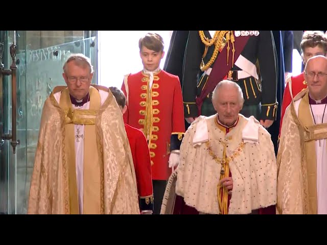 Prince George Holds King Charles' Robe as He Enters Coronation