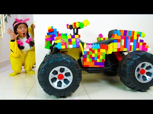 Linda Ride on Toy Sports Car & Pretend Play with Colored Toy Blocks