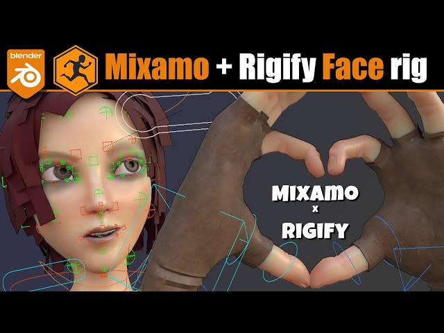 Blender: Mixamo Control rig + Rigify face rig