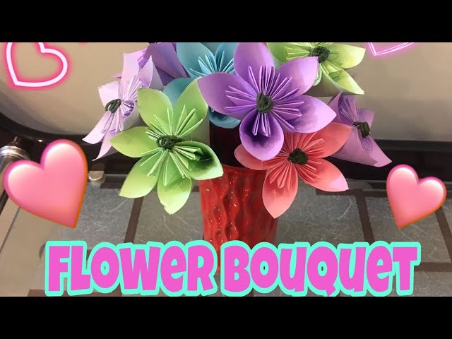How to Make Origami Paper Flower Bouquet | اعمال يدوية | Flower Bouquet Tutorial