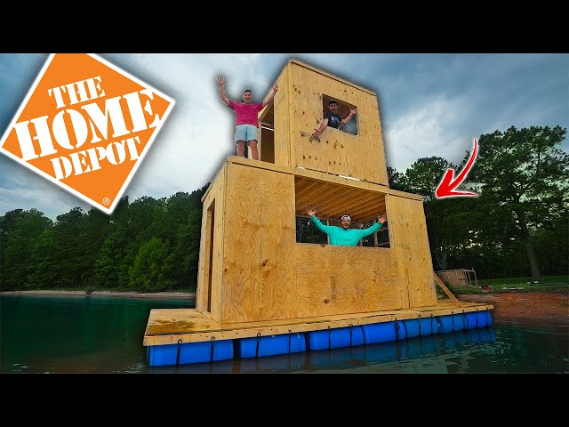 Building A HOME DEPOT RAFT on 55 Gallon Drums!! (3 stories tall)