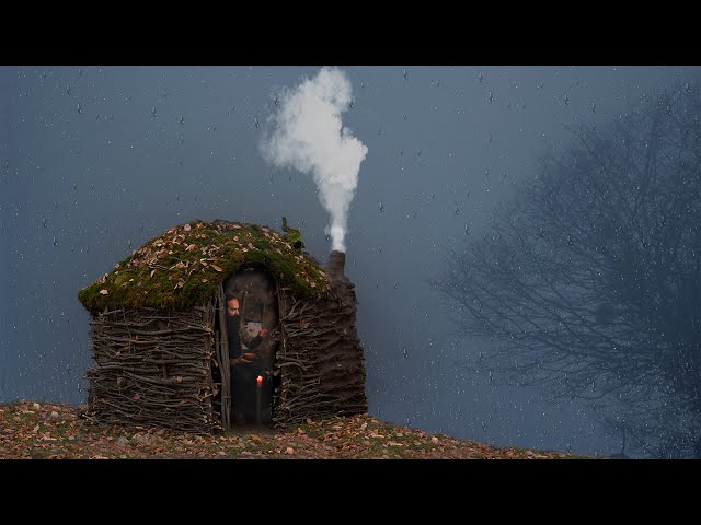 BUILDING Dream Shelter in the FOG and Rain SOLO (Building a Fireplace, Baking Bread, Handicrafts)