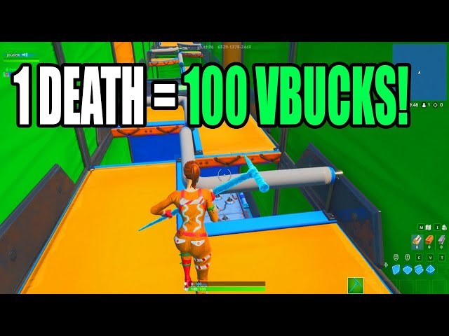 1 DEATH = 100 VBUCKS CHALLENGE! 100 Level Default Deathrun (Fortnite Creative)