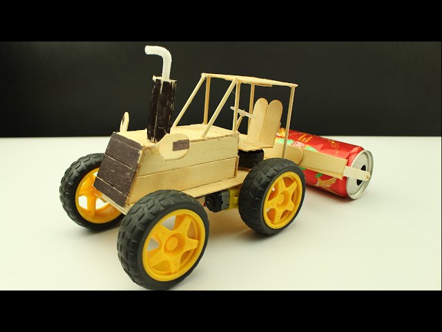 How to Make Remote Control (RC) Road Roller with Coca Cola cans and Ice Cream Stick